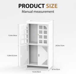 Bathroom Floor Storage Cabinet, Waterproof Freestanding Unit With 4 Doors & Shelf, Cabinet For Tissue, Shampoo, Daily Essentials - thumbnail 2