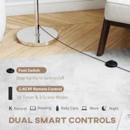 Silver Floor Lamp With Remote And Foot Switch, Standing Lamp With Linen Shade - thumbnail 4