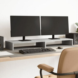 Walplus Monitor Stand Concrete Grey 100X27X10 Cm Engineered Wood - thumbnail 1