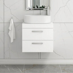 Royal Bathrooms Turin 800mm Wall Mounted Bathroom Vanity Unit With Sink 2 Drawer Gloss White & Peak Countertop Basin - thumbnail 1