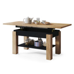 Heze Furniture Alva 2 In 1 Extending Coffee / Dining Table 110-150Cm - Golden Craft Oak / Black - thumbnail 7