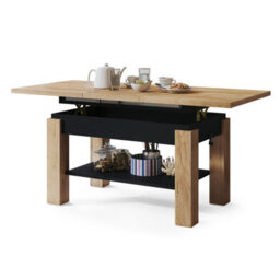 Heze Furniture Alva 2 In 1 Extending Coffee / Dining Table 110-150Cm - Golden Craft Oak / Black - thumbnail 6