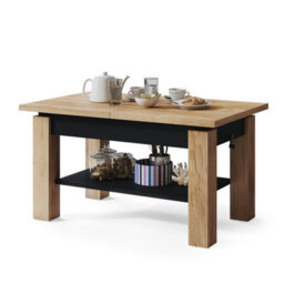 Heze Furniture Alva 2 In 1 Extending Coffee / Dining Table 110-150Cm - Golden Craft Oak / Black - thumbnail 5