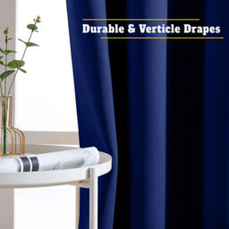 Aspire Homeware Navy Plain Blackout Curtain Room Darkening Pencil Pleat Door Curtain Single Panel (W) 168Cm X (D)213Cm - thumbnail 6