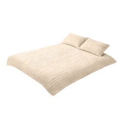 Thehotsale Brown Striped Bedding Set With Rabbit Fur-Like Fabric (Three-Piece Set)