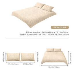 Thehotsale Brown Striped Bedding Set With Rabbit Fur-Like Fabric (Three-Piece Set) - thumbnail 9