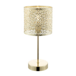 Happy Homewares Classic Chic Moroccan Themed Shiny Gold Table Lamp With Inline Switch - thumbnail 2