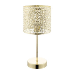 Happy Homewares Classic Chic Moroccan Themed Shiny Gold Table Lamp With Inline Switch - thumbnail 1
