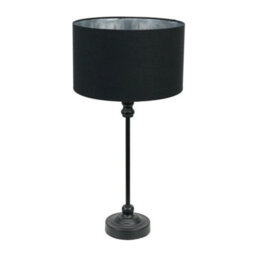 Valuelights Maggie Black Candlestick Table Lamp With Black And Chrome Inner Lamp Shade And Led Bulb - thumbnail 2
