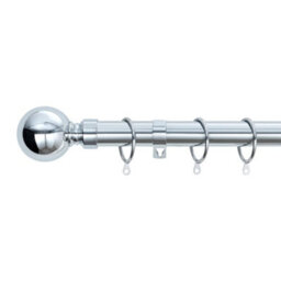 A.unique Home Plain Round Ball Metal Extendable Curtain Pole With Rings And Fittings (25/28mm) - Nickel, 120Cm - 220Cm Approx - thumbnail 1