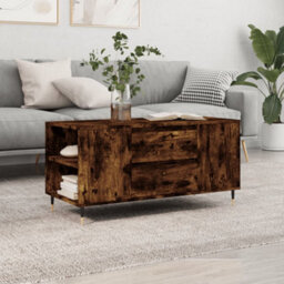 Berkfield Modern Coffee Table Smoked Oak 102X44.5X50 Cm Engineered Wood - thumbnail 2