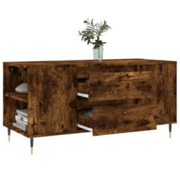 Berkfield Modern Coffee Table Smoked Oak 102X44.5X50 Cm Engineered Wood - thumbnail 4