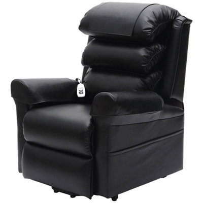 Loops Versatile Dual Motor Rise And Recline Armchair With Waterfall Pillow In Black Pu Leather - image 1