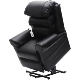 Loops Versatile Dual Motor Rise And Recline Armchair With Waterfall Pillow In Black Pu Leather - thumbnail 3