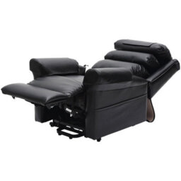 Loops Versatile Dual Motor Rise And Recline Armchair With Waterfall Pillow In Black Pu Leather - thumbnail 2