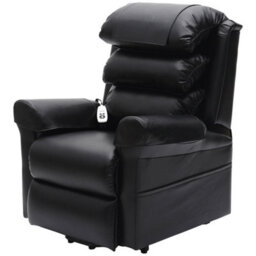 Loops Versatile Dual Motor Rise And Recline Armchair With Waterfall Pillow In Black Pu Leather