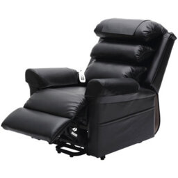 Loops Versatile Dual Motor Rise And Recline Armchair With Waterfall Pillow In Black Pu Leather - thumbnail 4