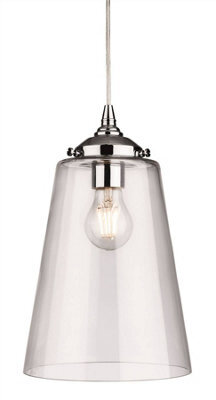 Luminosa Lighting Luminosa Seville 1 Light Dome Ceiling Pendant Chrome With Clear Glass, E27