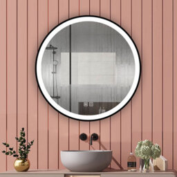 Probaty Bathrooms 600mm Round Led Mirror 3-Color Dimmable With Anti-Fog Touch Sensor Black Framed Backlit Vanity Wall Mirror - thumbnail 3