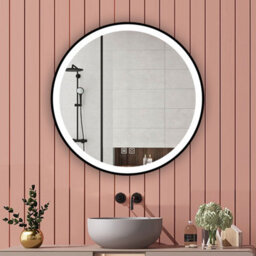 Probaty Bathrooms 600mm Round Led Mirror 3-Color Dimmable With Anti-Fog Touch Sensor Black Framed Backlit Vanity Wall Mirror - thumbnail 1
