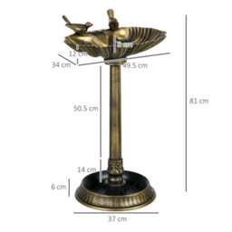 Outsunny 81Cm Tall Bird Bath With 2 Decorative Birds For Garden, Bronze Tone - thumbnail 3