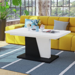 Heze Furniture Gala 2 In 1 Extending Coffee / Dining Table - White / Black - thumbnail 3