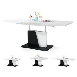 Heze Furniture Gala 2 In 1 Extending Coffee / Dining Table - White / Black - thumbnail 2
