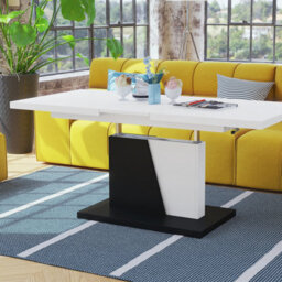Heze Furniture Gala 2 In 1 Extending Coffee / Dining Table - White / Black - thumbnail 5