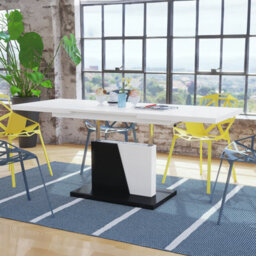 Heze Furniture Gala 2 In 1 Extending Coffee / Dining Table - White / Black - thumbnail 4