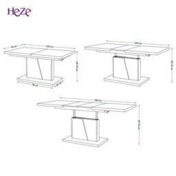 Heze Furniture Gala 2 In 1 Extending Coffee / Dining Table - White / Black - thumbnail 9