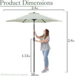 Christow 2.4M Crank And Tilt Parasol With Uv Protection - thumbnail 7