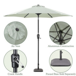 Christow 2.4M Crank And Tilt Parasol With Uv Protection - thumbnail 6