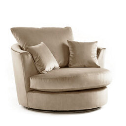 Furnishings For Less UK Brooklyn Plush Velvet Fabric Swivel Chair 360 Rotation Foam Beige