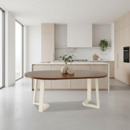 Arian Extendable Dining Table 100 Do180X100 Cm Modern Design With Wooden Legs Walnut Cream