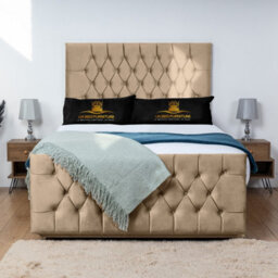 UKBEDFURNITURE Jublie Beige Plush Divan Bed With 2 Foot End Drawers & 26 Inch Headboard - thumbnail 2