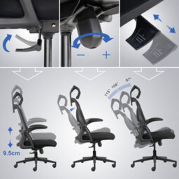 Realm Of Thrones Height Adjustable Office Chair With Padded Lumbar Support Mesh Back Flip Up Arms Desk Chair For Home Office - thumbnail 3