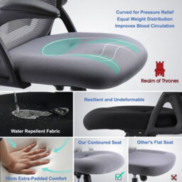 Realm Of Thrones Height Adjustable Office Chair With Padded Lumbar Support Mesh Back Flip Up Arms Desk Chair For Home Office - thumbnail 6