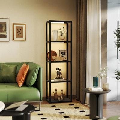 Homcom Led Floor Lamp With Glass Shelves, Dimmable Room Lamp, Black - image 1