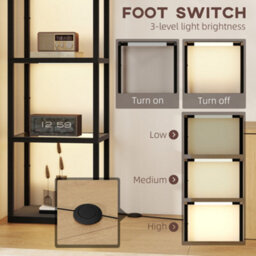 Homcom Led Floor Lamp With Glass Shelves, Dimmable Room Lamp, Black - thumbnail 5