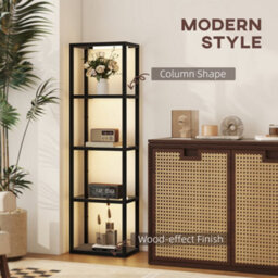 Homcom Led Floor Lamp With Glass Shelves, Dimmable Room Lamp, Black - thumbnail 8