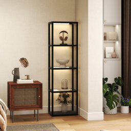 Homcom Led Floor Lamp With Glass Shelves, Dimmable Room Lamp, Black - thumbnail 9