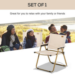 Outsunny Lightweight Portable Folding Chair For Camping, Fishing, Khaki - thumbnail 4