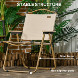 Outsunny Lightweight Portable Folding Chair For Camping, Fishing, Khaki - thumbnail 7
