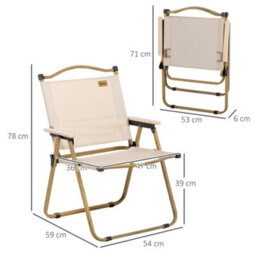 Outsunny Lightweight Portable Folding Chair For Camping, Fishing, Khaki - thumbnail 3
