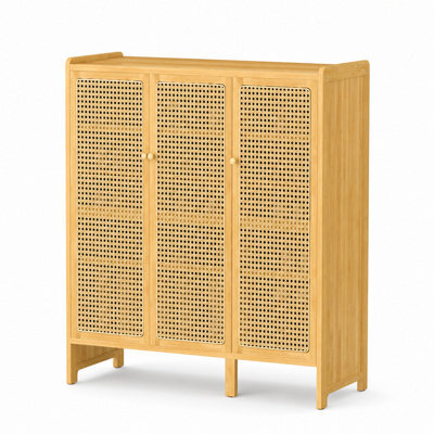 6-Tier Bamboo Shoe Cabinet 3 Doors Hallway - image 1