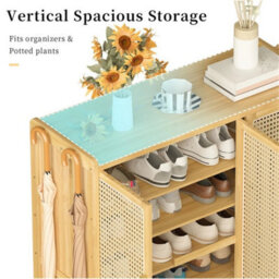 6-Tier Bamboo Shoe Cabinet 3 Doors Hallway - thumbnail 6