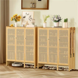 6-Tier Bamboo Shoe Cabinet 3 Doors Hallway - thumbnail 7