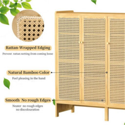 6-Tier Bamboo Shoe Cabinet 3 Doors Hallway - thumbnail 4