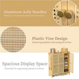 6-Tier Bamboo Shoe Cabinet 3 Doors Hallway - thumbnail 5