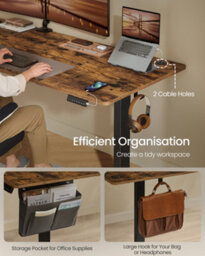 LEDREM Electric Standing Desk, Height Adjustable Desk, 180 X 80 Cm, Continuous Adjustment, Spliced Desktop, 4 Memory Heights, Usb-Port - thumbnail 6